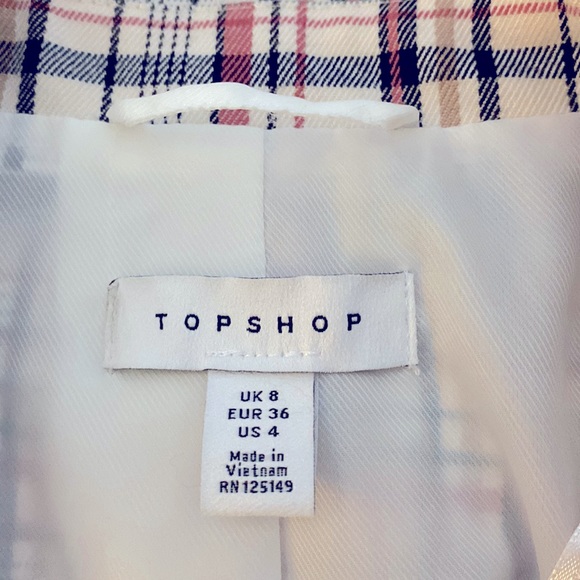 TOPSHOP Check Suit Blazer Size 4 - Picture 10 of 13